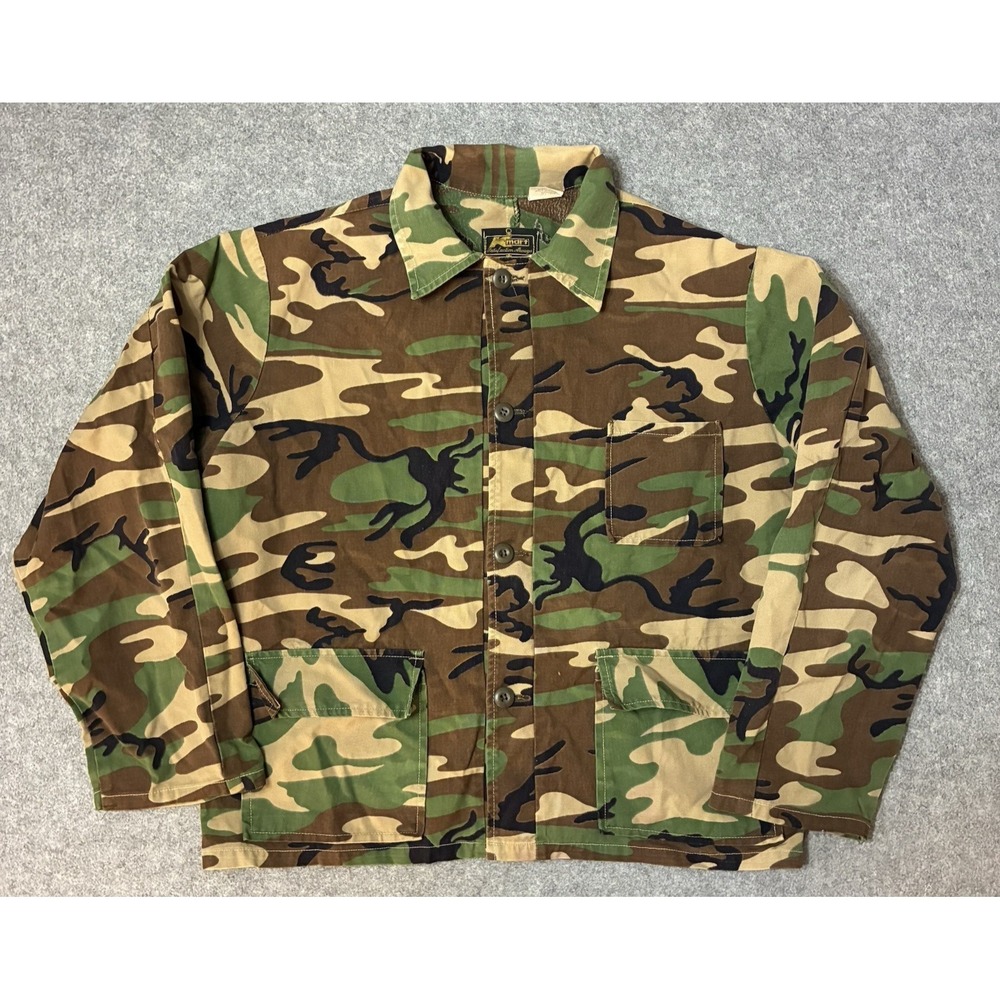 Vintage 70s 80s Kmart Hunting Jacket Camo Mens Large Boxy 3 Pocket Chore Coat